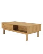 Mesita de 2 cajones y 2 nichos con decoración natural de motivos redondeados, 120 x 60 x 40 cm