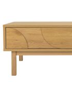 Mesita de 2 cajones y 2 nichos con decoración natural de motivos redondeados, 120 x 60 x 40 cm