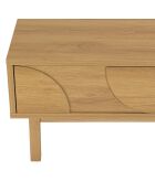 Mesita de 2 cajones y 2 nichos con decoración natural de motivos redondeados, 120 x 60 x 40 cm