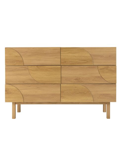 Commode met 6 laden en natuurlijk rond patroondecor - 120x42x80 cm