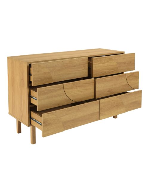 Commode met 6 laden en natuurlijk rond patroondecor - 120x42x80 cm