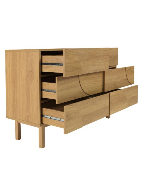 Commode met 6 laden en natuurlijk rond patroondecor - 120x42x80 cm