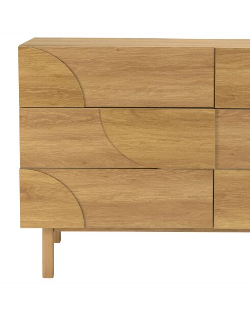 Commode met 6 laden en natuurlijk rond patroondecor - 120x42x80 cm