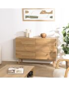 Kommode mit 6 Schubladen und natürlichem, abgerundetem Musterdekor — 120x42x80 cm