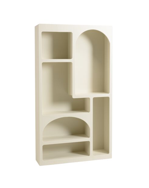 Étagère en bois peint 6 niches beige - 100x26 cm