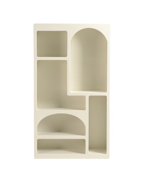 Étagère en bois peint 6 niches beige - 100x26 cm