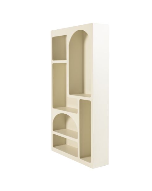 Étagère en bois peint 6 niches beige - 100x26 cm