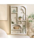 Étagère en bois peint 6 niches beige - 100x26 cm