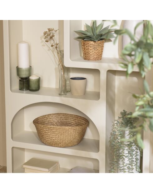 Étagère en bois peint 6 niches beige - 100x26 cm
