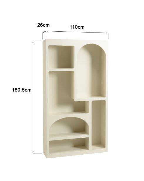 Étagère en bois peint 6 niches beige - 100x26 cm