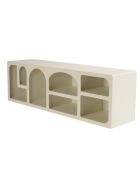 Meuble TV en bois peint 7 niches beige - 160x40 cm