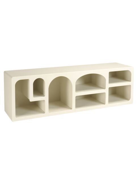 Meuble TV en bois peint 7 niches beige - 160x40 cm