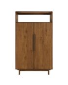 Buffet 2 portes 1 étagère ouverte en bois de teck recyclé marron - 90x155 cm