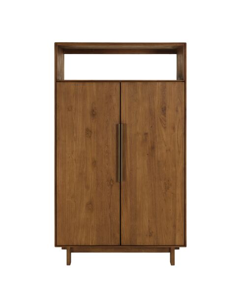 Buffet 2 portes 1 étagère ouverte en bois de teck recyclé marron - 90x155 cm