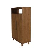 Buffet 2 portes 1 étagère ouverte en bois de teck recyclé marron - 90x155 cm