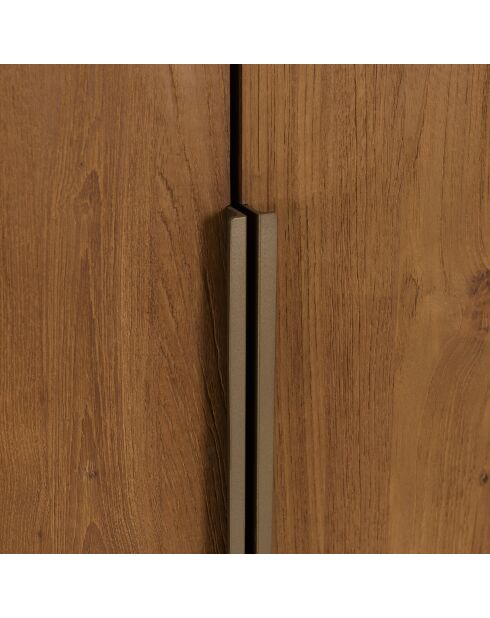 Buffet 2 portes 1 étagère ouverte en bois de teck recyclé marron - 90x155 cm
