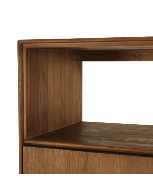 Buffet 2 portes 1 étagère ouverte en bois de teck recyclé marron - 90x155 cm