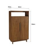 Buffet 2 portes 1 étagère ouverte en bois de teck recyclé marron - 90x155 cm