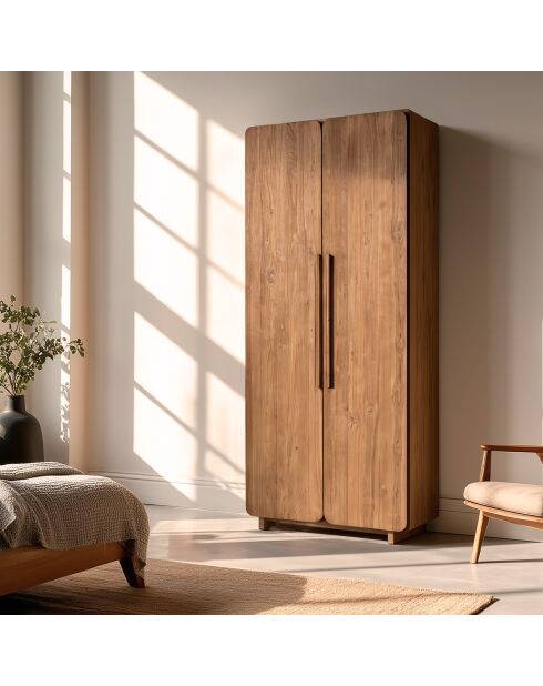 Armoire 2 portes en bois de teck recyclé naturelle - 80x195 cm