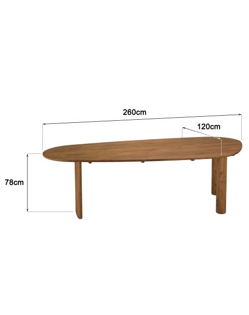 Esstisch aus recyceltem Teakholz - 260x120 cm