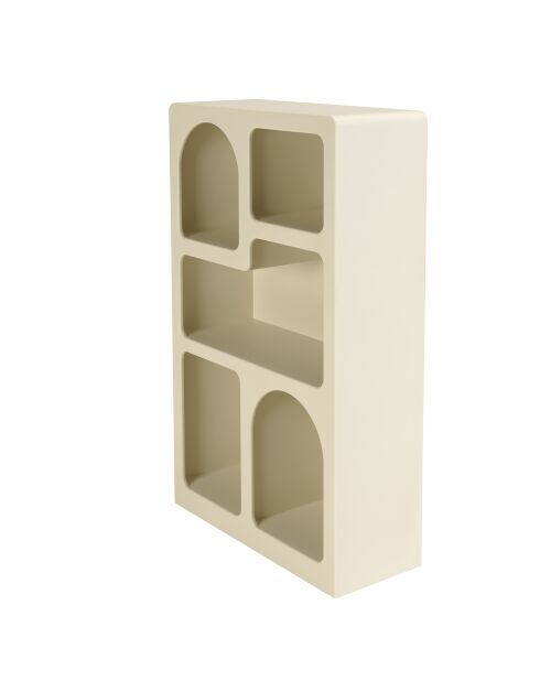 Étagère en bois peint 5 niches beige - 60x24 cm