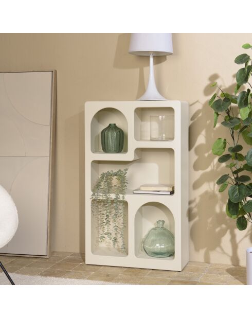 Étagère en bois peint 5 niches beige - 60x24 cm