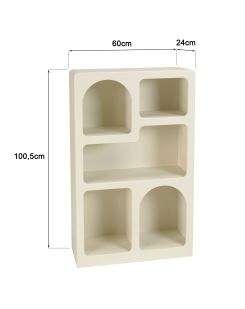 Étagère en bois peint 5 niches beige - 60x24 cm