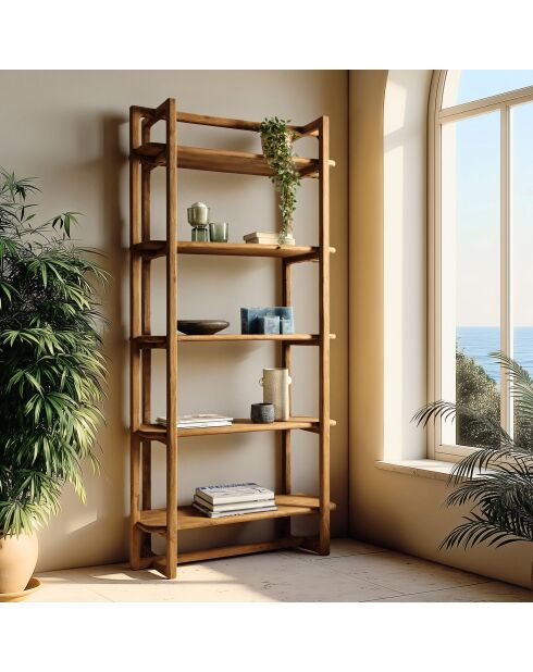 Bibliothèque en bois de teck recyclé naturelle - 100x200 cm