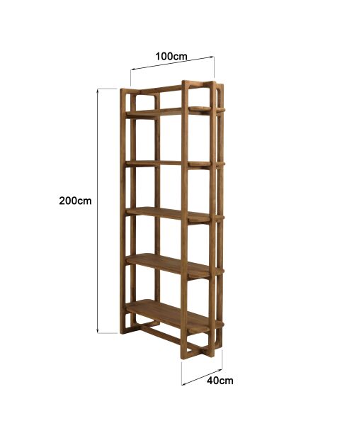 Bibliothèque en bois de teck recyclé naturelle - 100x200 cm
