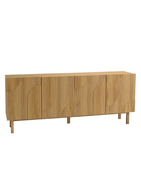 Buffet 4 portes décor motif arrondi naturelle - 180x42x75 cm