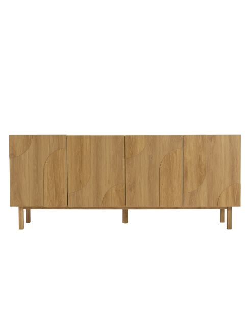 Buffet 4 portes décor motif arrondi naturelle - 180x42x75 cm