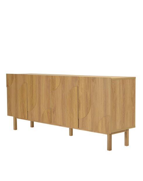 Buffet 4 portes décor motif arrondi naturelle - 180x42x75 cm