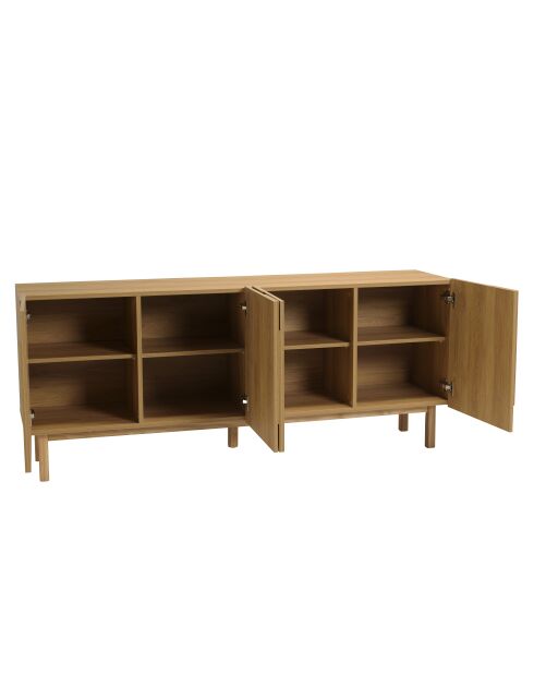 Buffet 4 portes décor motif arrondi naturelle - 180x42x75 cm