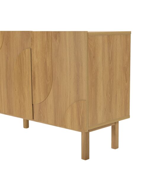Buffet 4 portes décor motif arrondi naturelle - 180x42x75 cm