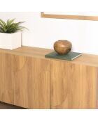 Buffet 4 portes décor motif arrondi naturelle - 180x42x75 cm