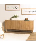 Buffet 4 portes décor motif arrondi naturelle - 180x42x75 cm