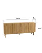Buffet 4 portes décor motif arrondi naturelle - 180x42x75 cm