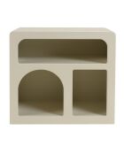 Mesita de noche de madera pintada con 3 nichos beige - 50x30 cm