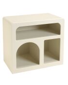 Mesita de noche de madera pintada con 3 nichos beige - 50x30 cm
