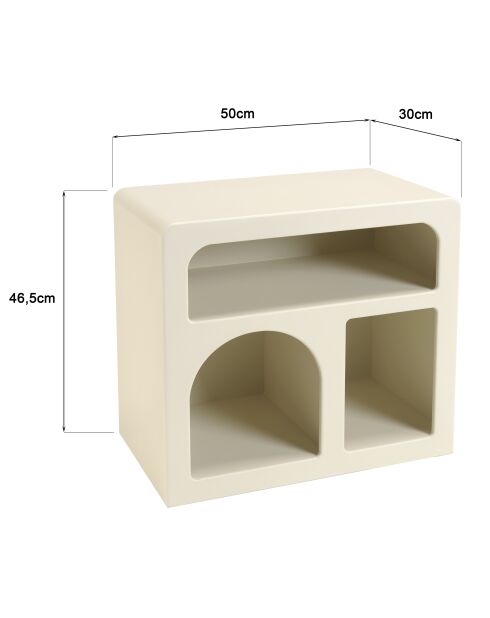 Chevet en bois peint 3 niches beige - 50x30 cm