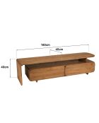 Meuble TV 2 tiroirs en bois de teck recyclé marron - 160x40 cm