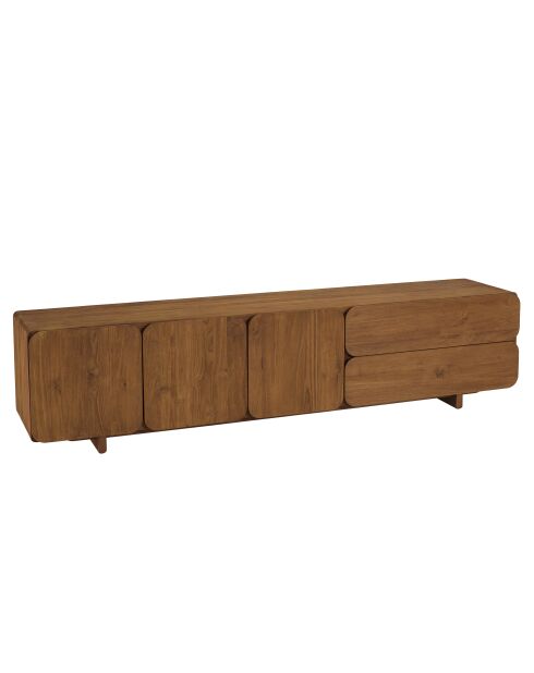 Buffet 3 portes 2 tiroirs en bois de teck recyclé marron - 200x48 cm