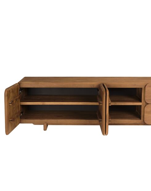 Buffet 3 portes 2 tiroirs en bois de teck recyclé marron - 200x48 cm