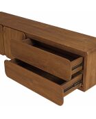 Buffet 3 portes 2 tiroirs en bois de teck recyclé marron - 200x48 cm