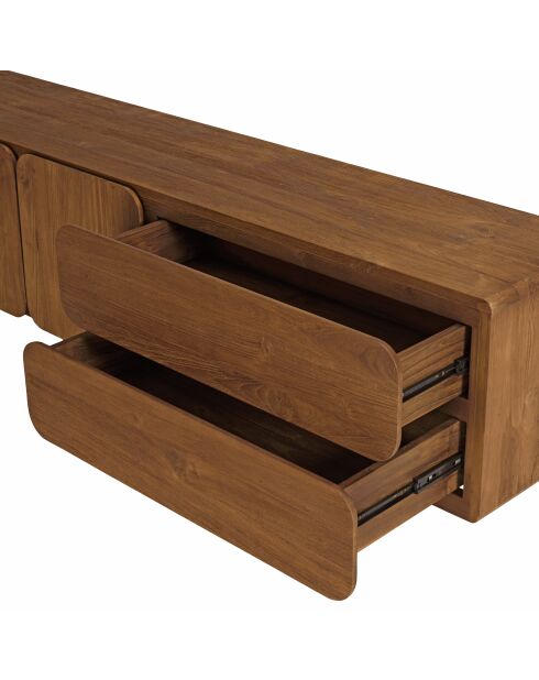 Buffet 3 portes 2 tiroirs en bois de teck recyclé marron - 200x48 cm