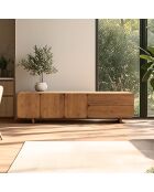 Buffet 3 portes 2 tiroirs en bois de teck recyclé marron - 200x48 cm