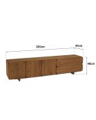 Buffet 3 portes 2 tiroirs en bois de teck recyclé marron - 200x48 cm
