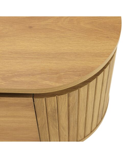 Meuble TV arrondi naturelle 4 portes et pieds métal noir - 200x40x55 cm