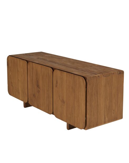 Aparador con 3 puertas de madera de teca reciclada marrón - 120x40 cm