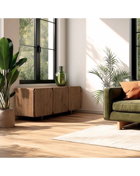 Aparador con 3 puertas de madera de teca reciclada marrón - 120x40 cm